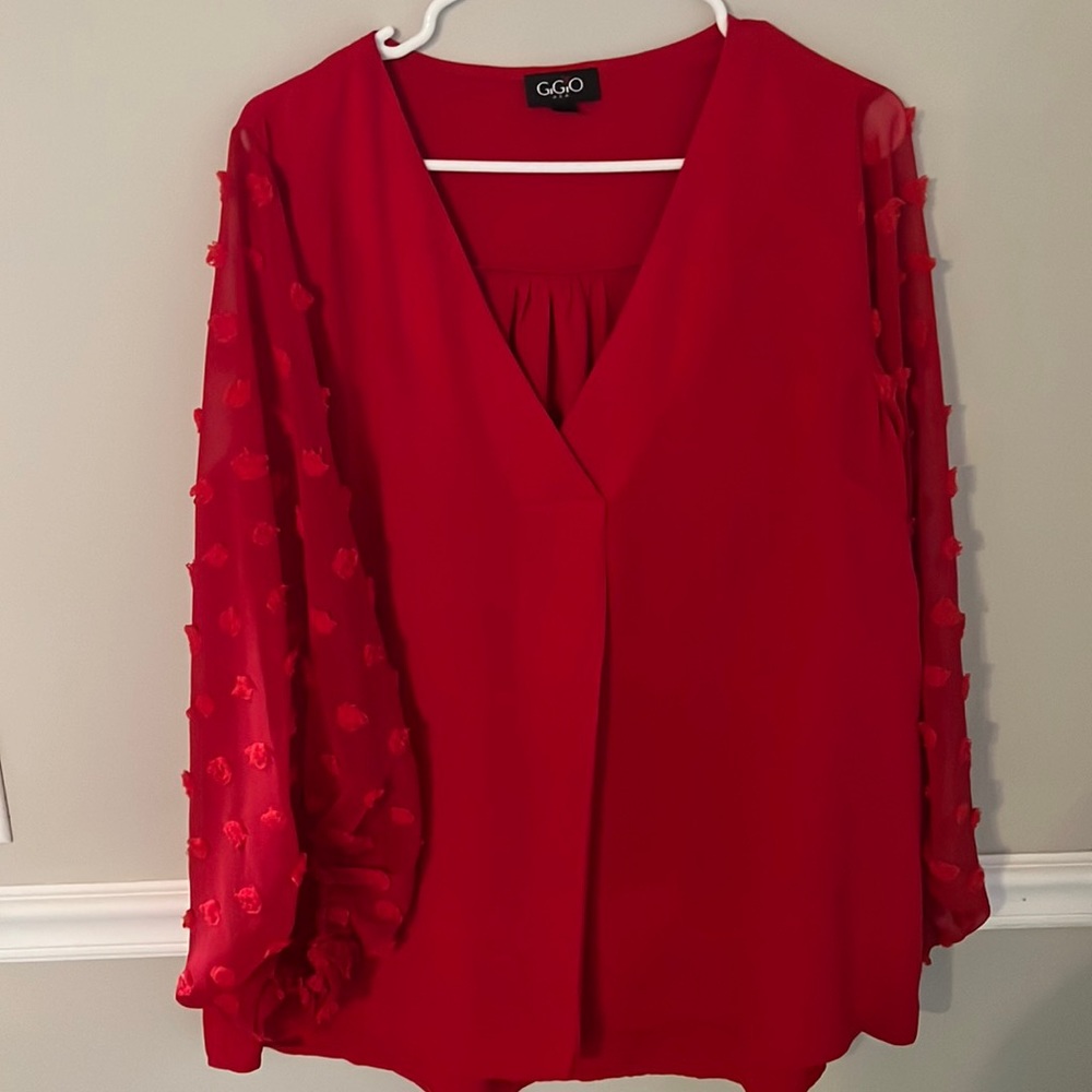 NWOT Red Swiss dot GiGio blouse